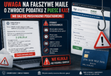 Uwaga na fałszywe maile o zwrocie podatku z PUESC i KAS
